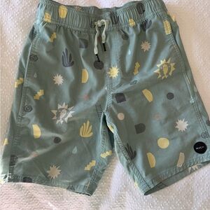 RVCA Pale Green Patterned Swim Shorts